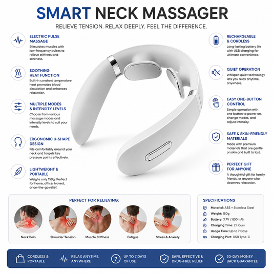 Electric Neck & Shoulder Massager with Heat – Pain Relief & Relaxation