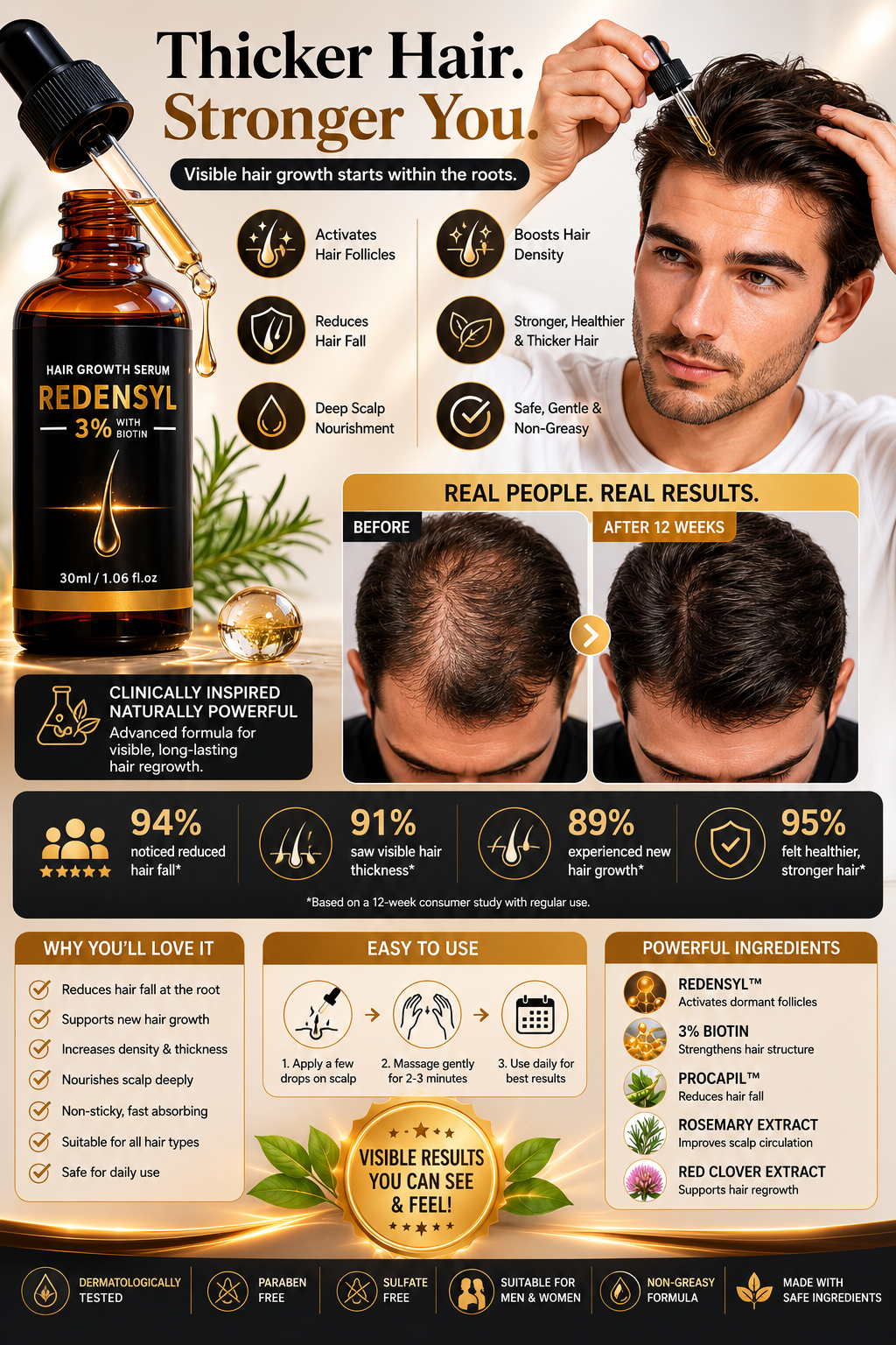 Biotin & Rosemary Hair Growth Serum – Thicker & Stronger Hair