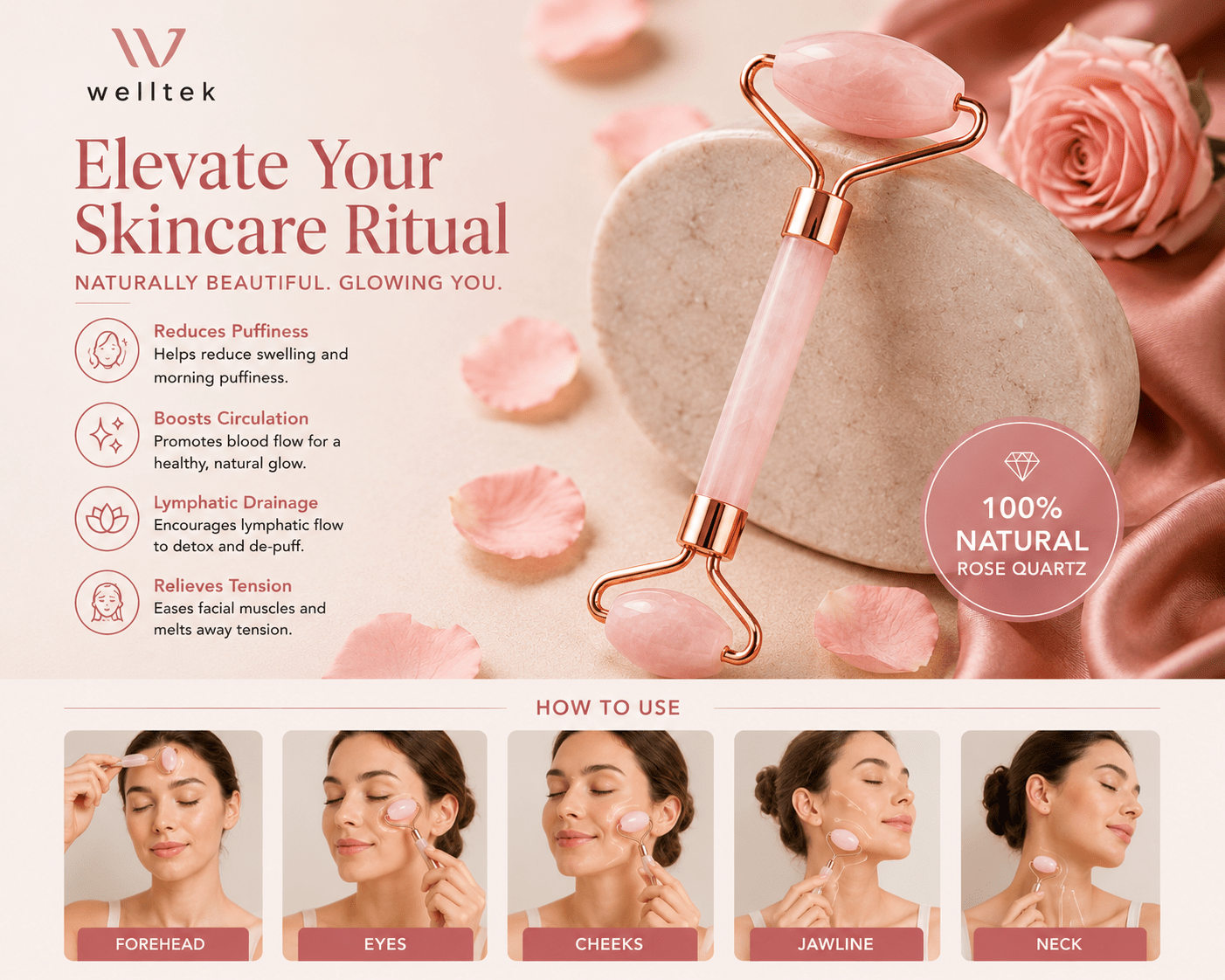 Rose Quartz Facial Roller