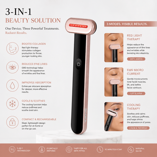3-in-1 Red Light Therapy Facial Wand