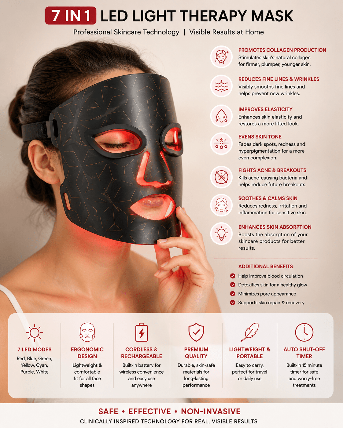 7-Color LED Light Therapy Face Mask